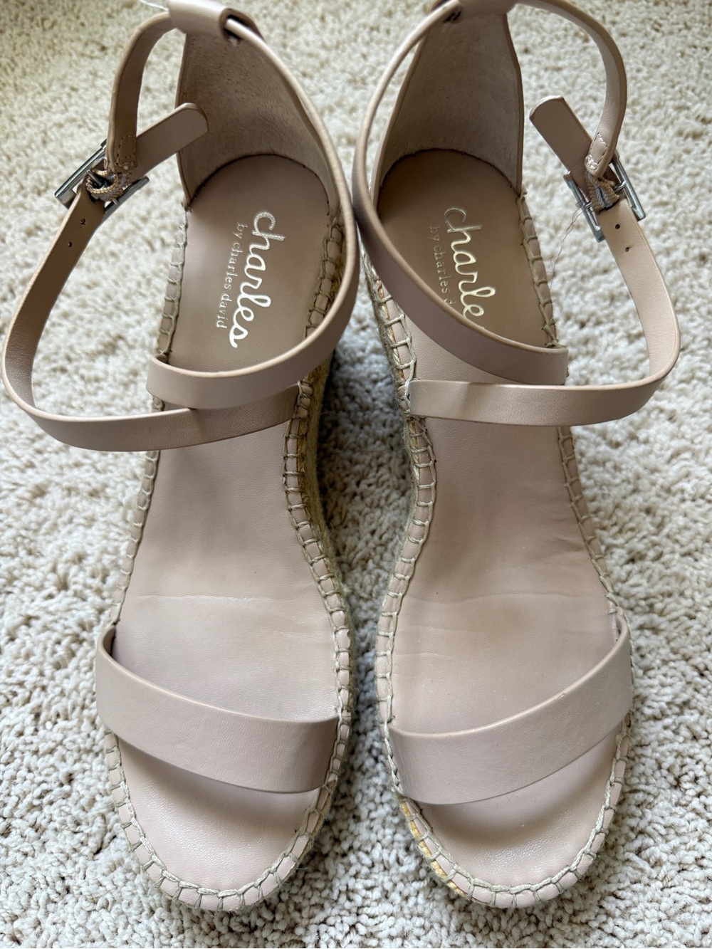 Charles by Charles David Beige Ankle-Strap Espadrille Sandals